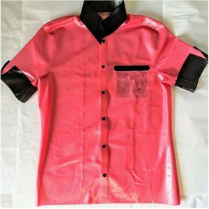 Libidex Armstrong Button Shirt Sz M in Metallic Fuschia w/Black